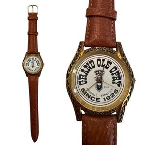 Limited Edition Grand Ole Opry Gold Plated Wristwatch with Brown Leather Strap